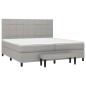 vidaXL Cama box spring con colchón tela gris claro 200x200 cm