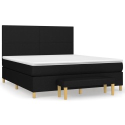 vidaXL Cama box spring con colchón tela negro 160x200 cm