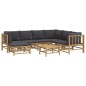 vidaXL Set de muebles de jardín 8 piezas bambú con cojines gris oscuro vidaXL Set de muebles de jardín 8 piezas bambú con cojines gris oscuro