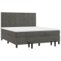 vidaXL Cama box spring con colchón terciopelo gris oscuro 180x200 cm vidaXL Cama box spring con colchón terciopelo gris oscuro 180x200 cm