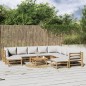 vidaXL Set de muebles de jardín 11 piezas bambú y cojines gris claro vidaXL Set de muebles de jardín 11 piezas bambú y cojines gris claro