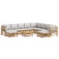 vidaXL Set de muebles de jardín 11 piezas bambú y cojines gris claro vidaXL Set de muebles de jardín 11 piezas bambú y cojines gris claro
