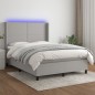 vidaXL Cama box spring colchón y luces LED tela gris claro 140x200 cm vidaXL Cama box spring colchón y luces LED tela gris claro 140x200 cm