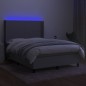 vidaXL Cama box spring colchón y luces LED tela gris claro 140x200 cm vidaXL Cama box spring colchón y luces LED tela gris claro 140x200 cm