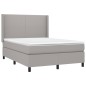 vidaXL Cama box spring colchón y luces LED tela gris claro 140x200 cm vidaXL Cama box spring colchón y luces LED tela gris claro 140x200 cm