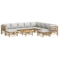 vidaXL Set de muebles de jardín 11 piezas bambú y cojines gris claro vidaXL Set de muebles de jardín 11 piezas bambú y cojines gris claro