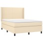 vidaXL Cama box spring colchón y luces LED tela crema 140x200 cm vidaXL Cama box spring colchón y luces LED tela crema 140x200 cm