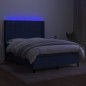 vidaXL Cama box spring colchón y luces LED tela azul 140x200 cm vidaXL Cama box spring colchón y luces LED tela azul 140x200 cm