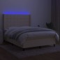 vidaXL Cama box spring colchón y luces LED tela crema 140x190 cm vidaXL Cama box spring colchón y luces LED tela crema 140x190 cm