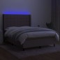 vidaXL Cama box spring colchón y luces LED tela gris taupe 140x200 cm vidaXL Cama box spring colchón y luces LED tela gris taupe 140x200 cm