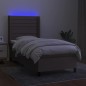 vidaXL Cama box spring colchón y luces LED tela gris taupe 90x190 cm vidaXL Cama box spring colchón y luces LED tela gris taupe 90x190 cm