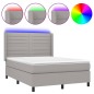 vidaXL Cama box spring colchón y luces LED tela gris claro 140x190 cm vidaXL Cama box spring colchón y luces LED tela gris claro 140x190 cm