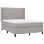 vidaXL Cama box spring colchón y luces LED tela gris claro 140x190 cm vidaXL Cama box spring colchón y luces LED tela gris claro 140x190 cm