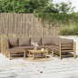 vidaXL Set de muebles de jardín 8 piezas bambú y cojines gris taupé vidaXL Set de muebles de jardín 8 piezas bambú y cojines gris taupé