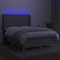 vidaXL Cama box spring colchón y luces LED tela gris claro 140x190 cm vidaXL Cama box spring colchón y luces LED tela gris claro 140x190 cm