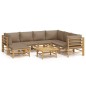 vidaXL Set de muebles de jardín 8 piezas bambú y cojines gris taupé vidaXL Set de muebles de jardín 8 piezas bambú y cojines gris taupé