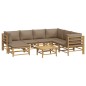 vidaXL Set de muebles de jardín 8 piezas bambú y cojines gris taupé vidaXL Set de muebles de jardín 8 piezas bambú y cojines gris taupé