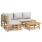 vidaXL Set de muebles de jardín 5 piezas bambú y cojines gris claro vidaXL Set de muebles de jardín 5 piezas bambú y cojines gris claro