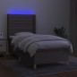 vidaXL Cama box spring colchón y luces LED tela gris taupe 90x200 cm vidaXL Cama box spring colchón y luces LED tela gris taupe 90x200 cm