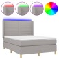 vidaXL Cama box spring colchón y luces LED tela gris claro 140x200 cm vidaXL Cama box spring colchón y luces LED tela gris claro 140x200 cm