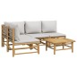 vidaXL Set de muebles de jardín 5 piezas bambú y cojines gris claro vidaXL Set de muebles de jardín 5 piezas bambú y cojines gris claro