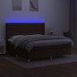 vidaXL Cama box spring colchón luces LED tela marrón oscuro 180x200cm vidaXL Cama box spring colchón luces LED tela marrón oscuro 180x200cm