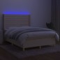 vidaXL Cama box spring colchón y luces LED tela crema 140x200 cm vidaXL Cama box spring colchón y luces LED tela crema 140x200 cm