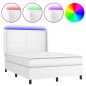 vidaXL Cama box spring colchón y LED cuero sintético blanco 140x190 cm vidaXL Cama box spring colchón y LED cuero sintético blanco 140x190 cm