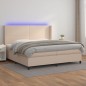 vidaXL Cama box spring colchón LED cuero sintético capuchino 200x200cm vidaXL Cama box spring colchón LED cuero sintético capuchino 200x200cm