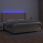 vidaXL Cama box spring colchón LED cuero sintético capuchino 200x200cm vidaXL Cama box spring colchón LED cuero sintético capuchino 200x200cm