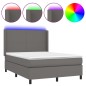 vidaXL Cama box spring colchón y LED cuero sintético gris 140x200 cm vidaXL Cama box spring colchón y LED cuero sintético gris 140x200 cm