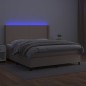 vidaXL Cama box spring colchón LED cuero sintético capuchino 160x200cm vidaXL Cama box spring colchón LED cuero sintético capuchino 160x200cm