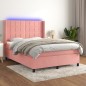 vidaXL Cama box spring colchón y LED terciopelo rosa 140x190 cm vidaXL Cama box spring colchón y LED terciopelo rosa 140x190 cm