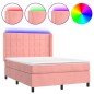 vidaXL Cama box spring colchón y LED terciopelo rosa 140x190 cm vidaXL Cama box spring colchón y LED terciopelo rosa 140x190 cm