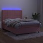 vidaXL Cama box spring colchón y LED terciopelo rosa 140x190 cm vidaXL Cama box spring colchón y LED terciopelo rosa 140x190 cm