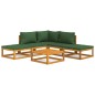 vidaXL Juego muebles de jardín 6 piezas madera maciza y cojines verdes vidaXL Juego muebles de jardín 6 piezas madera maciza y cojines verdes