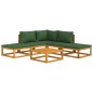 vidaXL Juego muebles de jardín 6 piezas madera maciza y cojines verdes vidaXL Juego muebles de jardín 6 piezas madera maciza y cojines verdes