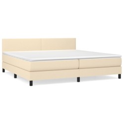 vidaXL Cama box spring con colchón tela color crema 200x200 cm