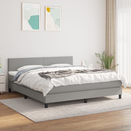 vidaXL Cama box spring con colchón tela gris claro 180x200 cm