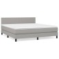 vidaXL Cama box spring con colchón tela gris claro 180x200 cm