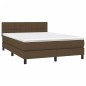 vidaXL Cama box spring con colchón tela marrón oscuro 140x200 cm vidaXL Cama box spring con colchón tela marrón oscuro 140x200 cm