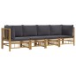 vidaXL Set de muebles de jardín 4 piezas bambú con cojines gris oscuro vidaXL Set de muebles de jardín 4 piezas bambú con cojines gris oscuro