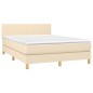 vidaXL Cama box spring con colchón tela color crema 140x200 cm vidaXL Cama box spring con colchón tela color crema 140x200 cm