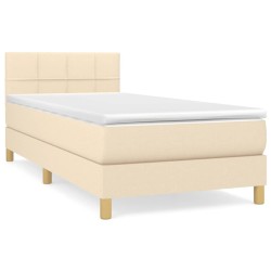 vidaXL Cama box spring con colchón tela color crema 90x200 cm