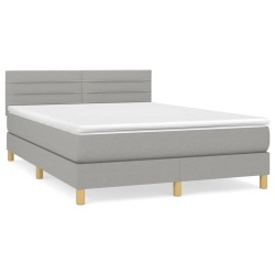 vidaXL Cama box spring con colchón tela gris claro 140x190 cm