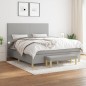 vidaXL Cama box spring con colchón tela gris claro 180x200 cm vidaXL Cama box spring con colchón tela gris claro 180x200 cm