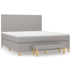 vidaXL Cama box spring con colchón tela gris claro 180x200 cm