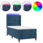 vidaXL Cama box spring colchón y LED terciopelo azul oscuro 90x200 cm vidaXL Cama box spring colchón y LED terciopelo azul oscuro 90x200 cm