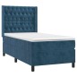 vidaXL Cama box spring colchón y LED terciopelo azul oscuro 90x200 cm vidaXL Cama box spring colchón y LED terciopelo azul oscuro 90x200 cm