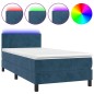 vidaXL Cama box spring colchón y LED terciopelo azul oscuro 80x200 cm vidaXL Cama box spring colchón y LED terciopelo azul oscuro 80x200 cm